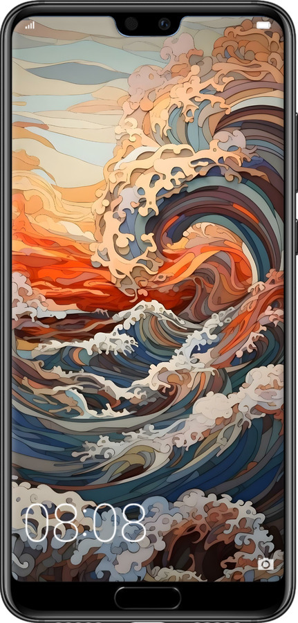 TPU чехол Арт волны для Huawei P20 Pro - 6324b-1470 изображение 