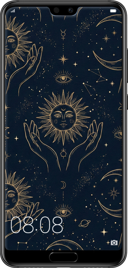 TPU чехол Celestial Harmony: Sun & Moon Gold Mystic Pattern для Huawei P20 Pro - 6778b-1470 изображение 