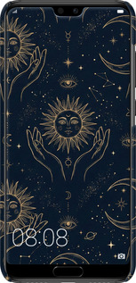 3D пластиковый матовый чехол Celestial Harmony: Sun & Moon Gold Mystic Pattern для Huawei P20 Pro - 6778m-1470 изображение 
