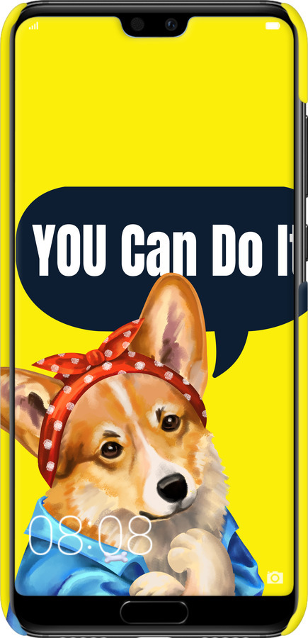 3D пластиковий матовий чехол чехол с корги You Can Do It для Huawei P20 Pro - 6184m-1470 изображение 