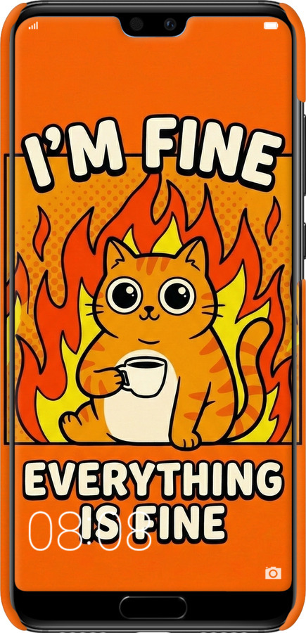 3D пластиковий матовий чехол Funny Cat для Huawei P20 Pro - 6786m-1470 изображение 