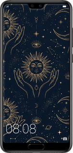 TPU чехол Celestial Harmony: Sun & Moon Gold Mystic Pattern для Huawei P20 - 6778b-1396 изображение 