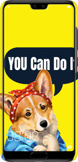 3D пластиковий матовий чехол чехол с корги You Can Do It для Huawei P20 - 6184m-1396 изображение 