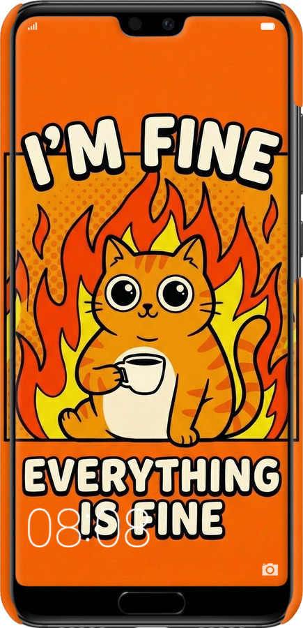 3D пластиковий матовий чехол Funny Cat для Huawei P20 - 6786m-1396 изображение 