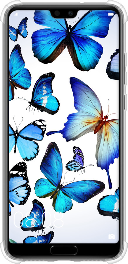 Силикон с усиленными углами чехол Бабочки для Huawei P20 - 6023sp-1396 изображение 