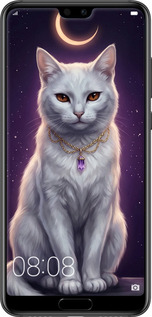 2D пластиковый чехол Mystic White Cat Gothic Dark Purple Gold для Huawei P20 - 6805t-1396 изображение 