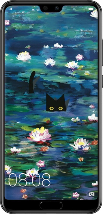 Силіконовий чехол с изображением водяных лилий и кошек для Huawei P20 - 6257u-1396 изображение 