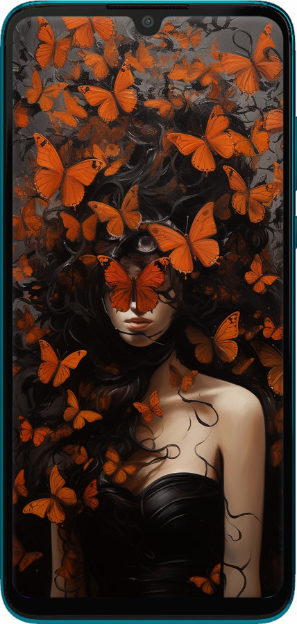 TPU чехол Девушка с оранжевыми бабочками для Huawei P30 Lite - 5941b-1651 изображение 