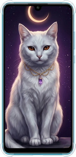 Силикон с усиленными углами чехол Mystic White Cat Gothic Dark Purple Gold для Huawei P30 Lite - 6805sp-1651 изображение 