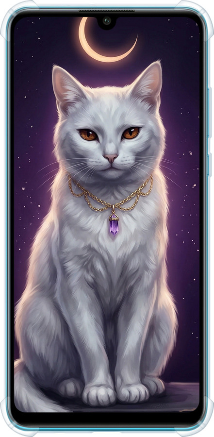 Силикон с усиленными углами чехол Mystic White Cat Gothic Dark Purple Gold для Huawei P30 Lite - 6805sp-1651 изображение 