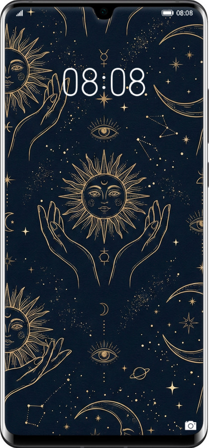 TPU чехол Celestial Harmony: Sun & Moon Gold Mystic Pattern для Huawei P30 Pro - 6778b-1621 изображение 