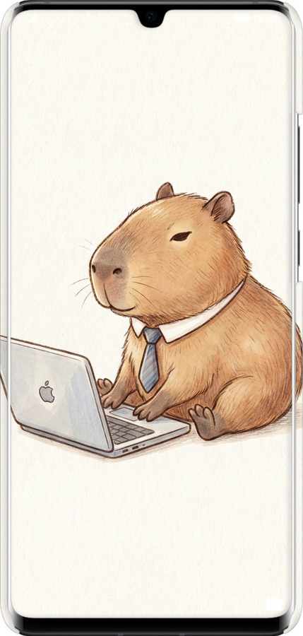 3D пластиковый матовый чехол Funny Capybara CEO Working для Huawei P30 Pro - 6777m-1621 изображение 