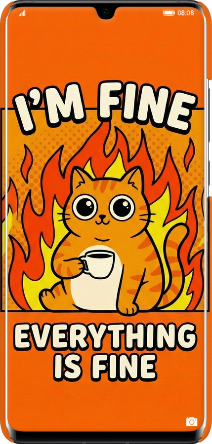 3D пластиковий матовий чехол Funny Cat для Huawei P30 Pro - 6786m-1621 изображение 