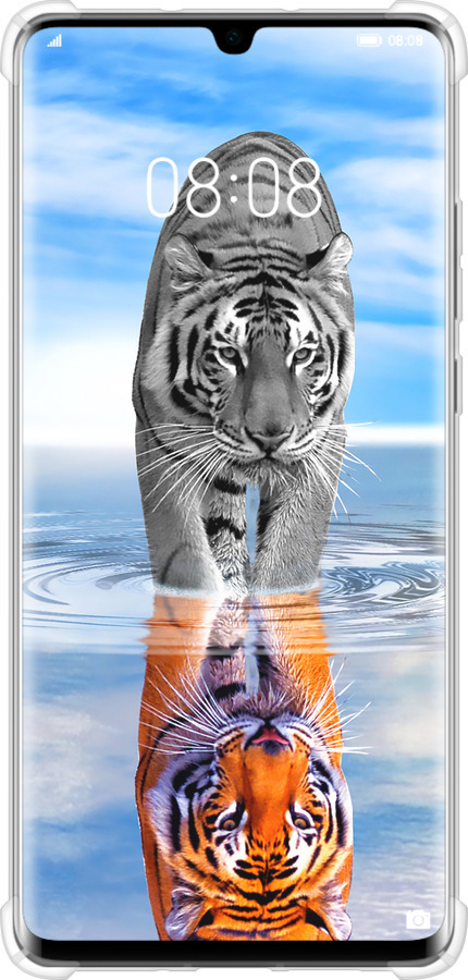 Силикон с усиленными углами чехол Тигр для Huawei P30 Pro - 6016sp-1621 изображение 