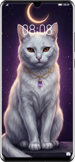 Силиконовый чехол Mystic White Cat Gothic Dark Purple Gold для Huawei P30 Pro - 6805u-1621 изображение 