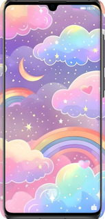3D пластиковий матовий чехол Хмари та веселка для Huawei P30 - 6312m-1622 изображение 