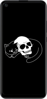 2D пластиковий чехол Із зображенням кота та черепа для Huawei P40 Lite E - 6491t-1875 изображение 
