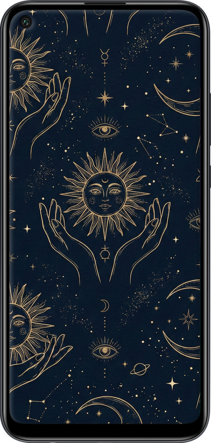 2D пластиковый чехол Celestial Harmony: Sun & Moon Gold Mystic Pattern для Huawei P40 Lite E - 6778t-1875 изображение 