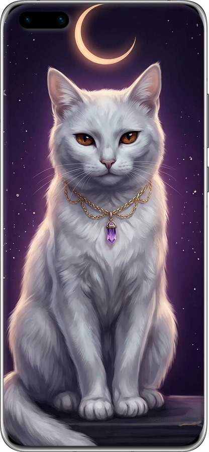 Силіконовий чехол Mystic White Cat Gothic Dark Purple Gold для Huawei P40 Pro Plus - 6805u-1917 изображение 