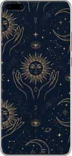 2D пластиковый чехол Celestial Harmony: Sun & Moon Gold Mystic Pattern для Huawei P40 Pro - 6778t-1839 изображение 