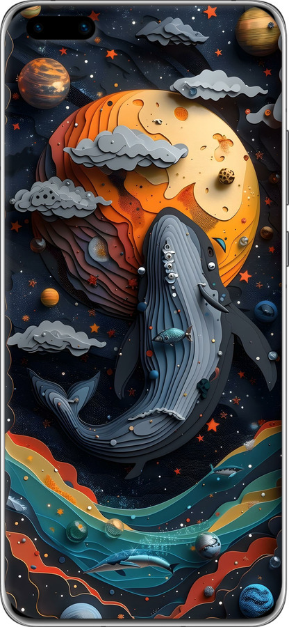 Силіконовий чехол Кит у космосі для Huawei P40 Pro - 6328u-1839 изображение 