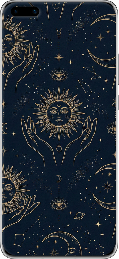 2D пластиковый чехол Celestial Harmony: Sun & Moon Gold Mystic Pattern для Huawei P40 Pro - 6778t-1839 изображение 