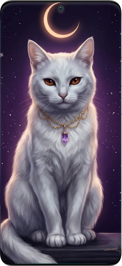 Силиконовый чехол Mystic White Cat Gothic Dark Purple Gold для Huawei P50 - 6805u-2292 изображение 