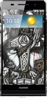3D пластиковий глянцевий чехол Тату Вікінг для Huawei Ascend P6 - 4098c-39 изображение 