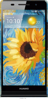 3D пластиковый глянцевый чехол Цветы желто-голубые для Huawei Ascend P6 - 5308c-39 изображение 