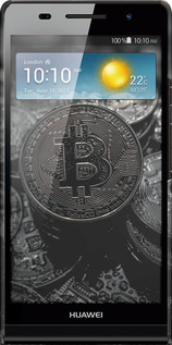 3D пластиковий глянцевий чехол Black Bitcoin для Huawei Ascend P6 - 6090c-39 изображение 