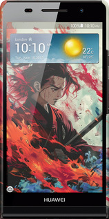 3D пластиковий глянцевий чехол Битва стихій для Huawei Ascend P6 - 6110c-39 изображение 