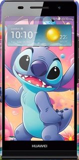 3D пластиковый глянцевый чехол Стич 2 для Huawei Ascend P6 - 6371c-39 изображение 