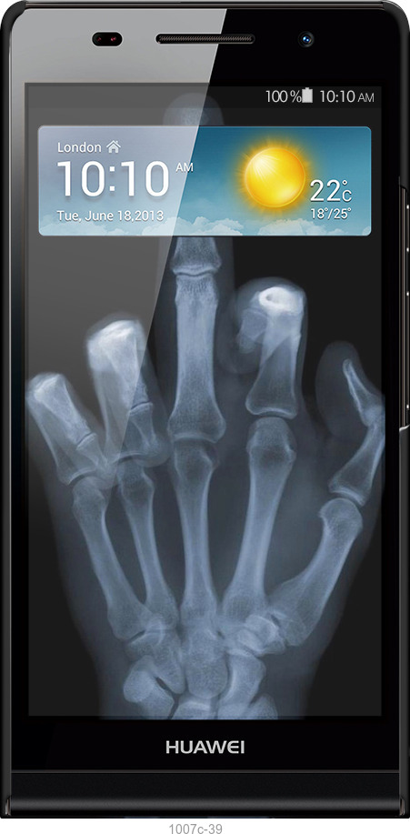 3D пластиковый глянцевый чехол Рука через рентген для Huawei Ascend P6 - 1007c-39 изображение 