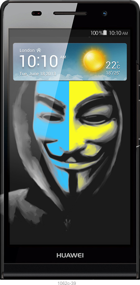 3D пластиковый глянцевый чехол Украинский анонимус для Huawei Ascend P6 - 1062c-39 изображение 