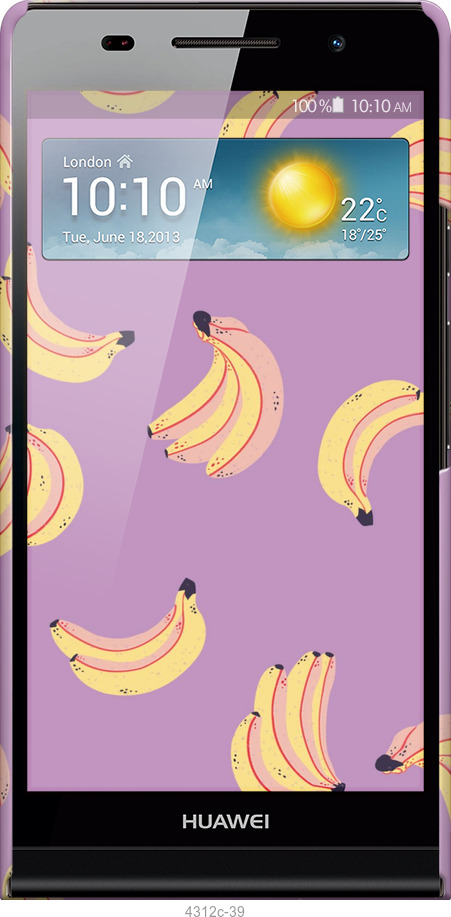 3D пластиковый глянцевый чехол Бананы для Huawei Ascend P6 - 4312c-39 изображение 