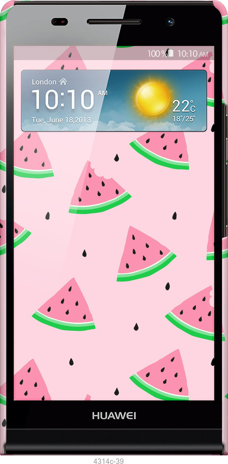 3D пластиковий глянцевий чехол Рожевий кавун для Huawei Ascend P6 - 4314c-39 изображение 