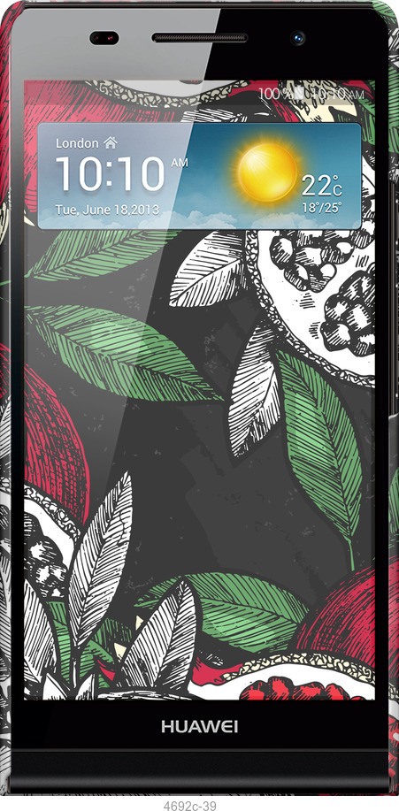 3D пластиковий глянцевий чехол Гранат для Huawei Ascend P6 - 4692c-39 изображение 