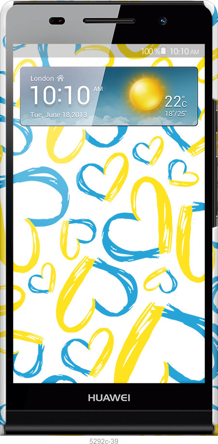 3D пластиковый глянцевый чехол Сердца UA для Huawei Ascend P6 - 5292c-39 изображение 