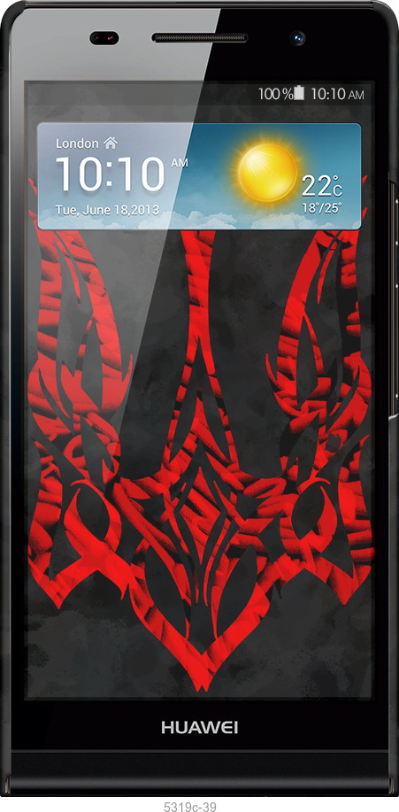 3D пластиковый глянцевый чехол Герб Украины v4 для Huawei Ascend P6 - 5319c-39 изображение 