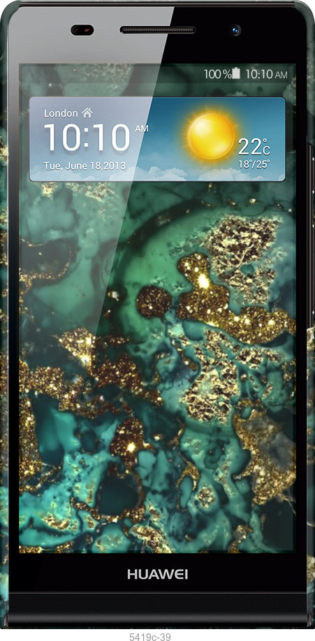 3D пластиковый глянцевый чехол Мрамор золото богатство для Huawei Ascend P6 - 5419c-39 изображение 