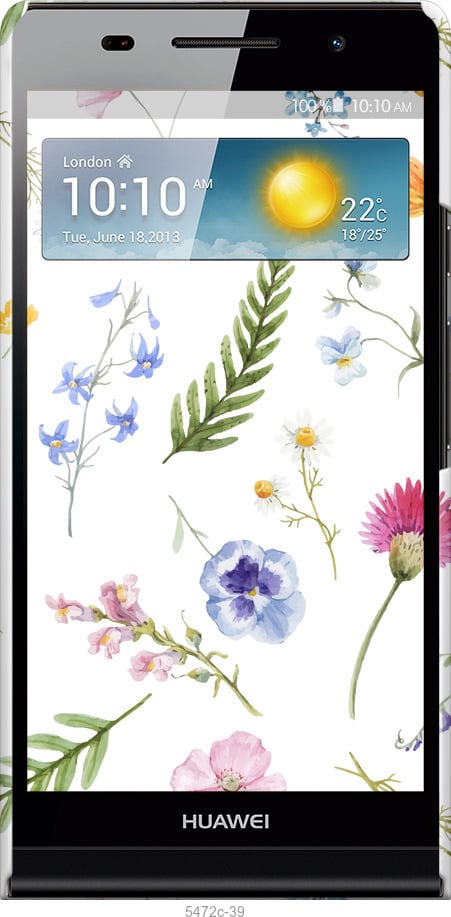 3D пластиковий глянцевий чехол Квітковий фон v2 для Huawei Ascend P6 - 5472c-39 изображение 