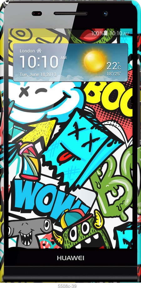 3D пластиковий глянцевий чехол Стікери v4 для Huawei Ascend P6 - 5508c-39 изображение 