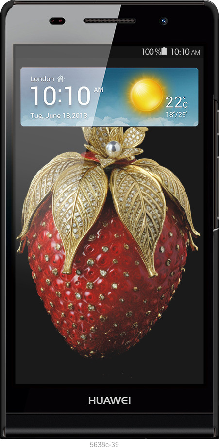 3D пластиковый глянцевый чехол Клубника v3 для Huawei Ascend P6 - 5638c-39 изображение 