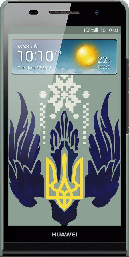 3D пластиковый глянцевый чехол Тризуб с крыльями для Huawei Ascend P6 - 5640c-39 изображение 