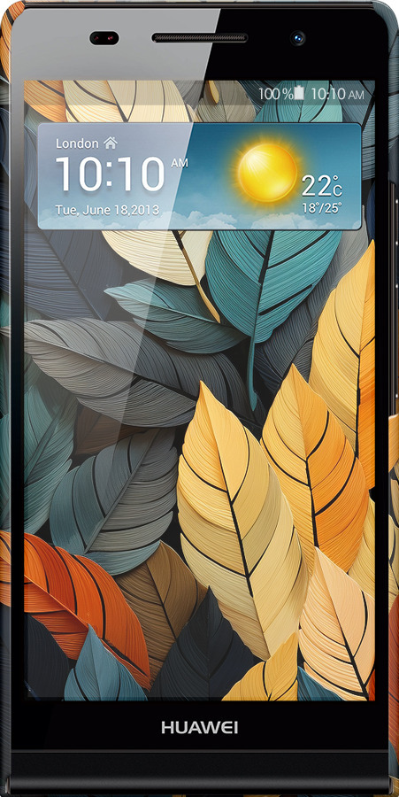3D пластиковый глянцевый чехол Кольорове листя для Huawei Ascend P6 - 5644c-39 изображение 