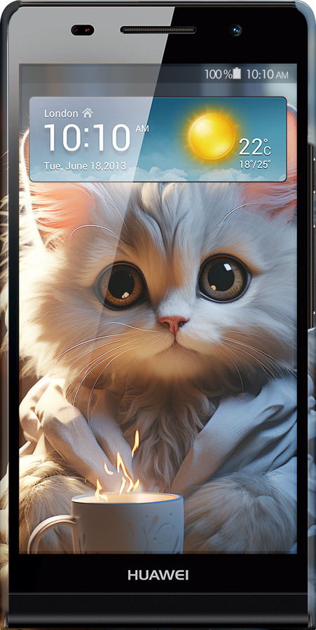 3D пластиковый матовый чехол White cat для Huawei Ascend P6 - 5646m-39 изображение 