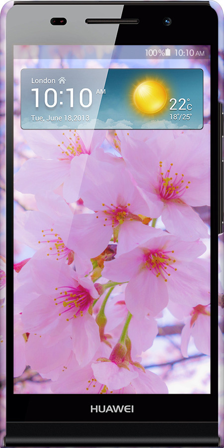 3D пластиковый глянцевый чехол Сакура для Huawei Ascend P6 - 6029c-39 изображение 