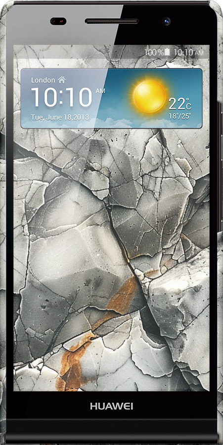 3D пластиковий глянцевий чехол Сірий мармур для Huawei Ascend P6 - 6041c-39 изображение 