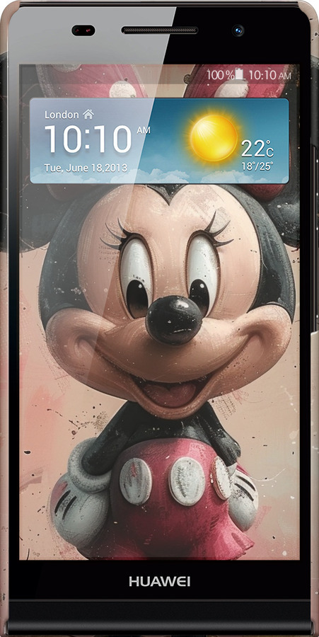 3D пластиковый глянцевый чехол Minnie Mouse для Huawei Ascend P6 - 6054c-39 изображение 
