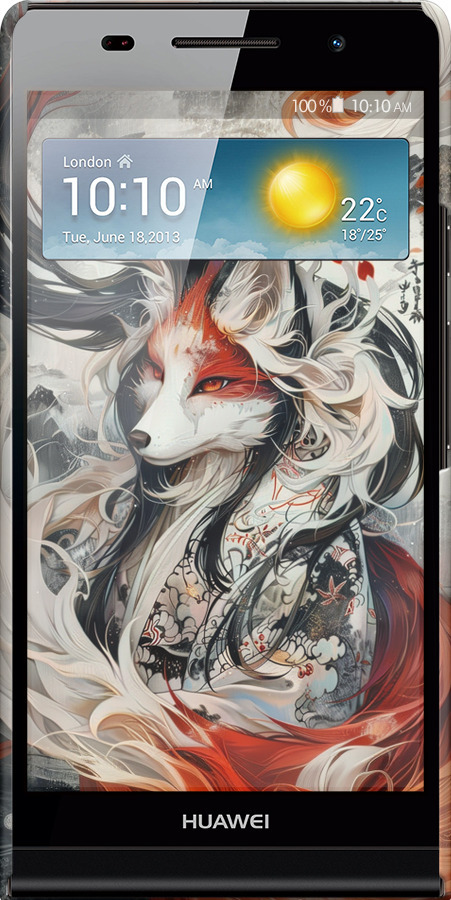 3D пластиковий глянцевий чехол Дух кицуне для Huawei Ascend P6 - 6107c-39 изображение 